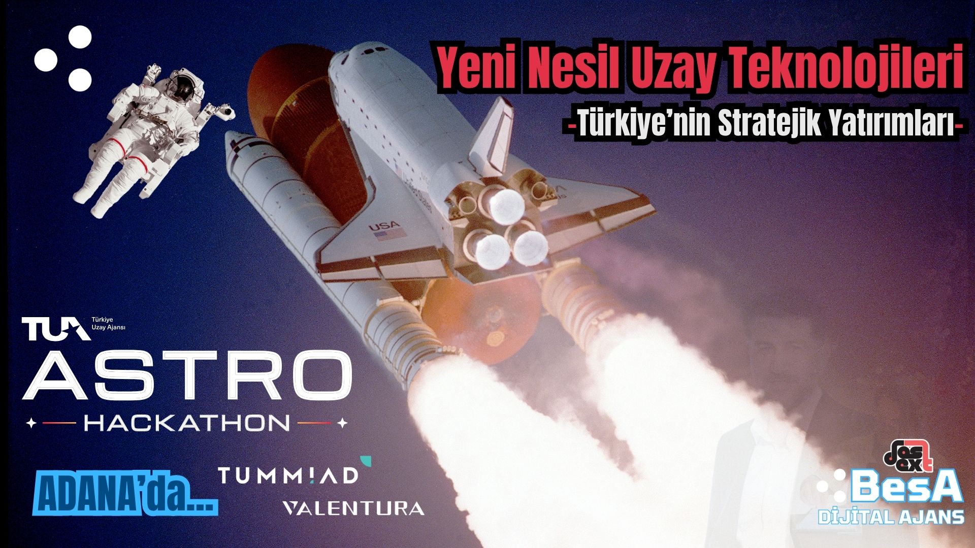 Türkiye'nin uzayda kullandığı yeni nesil teknolojiler ve stratejik yatırımları anlatan görsel.
