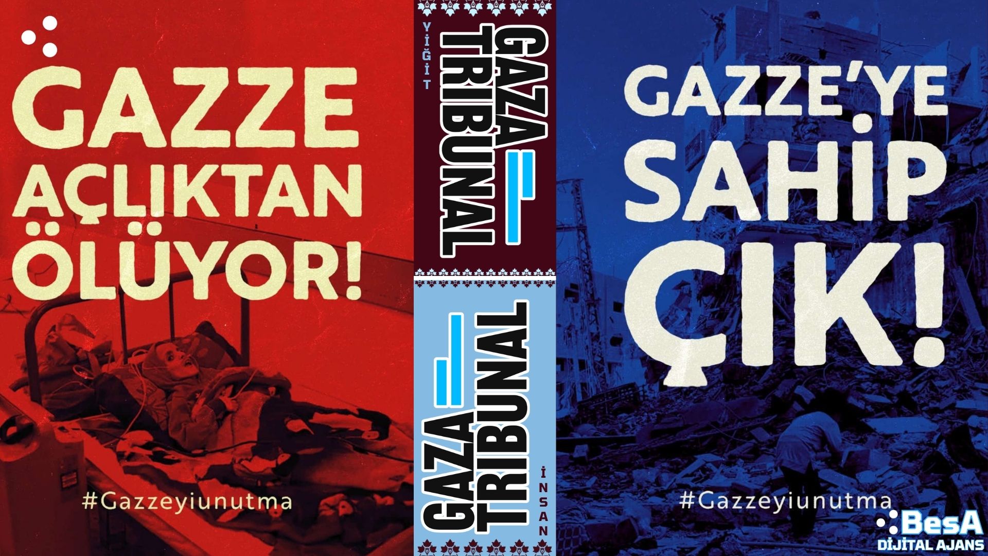 Poster featuring Gaza Tribunal call to action in Turkish and German, designed by Yiğit İnsan.
